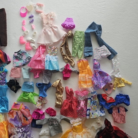 Barbie Doll Dress Collection Pink, Blue, Yellow, Red Lot Bundle Clothes Dresses - Picture 8 of 11